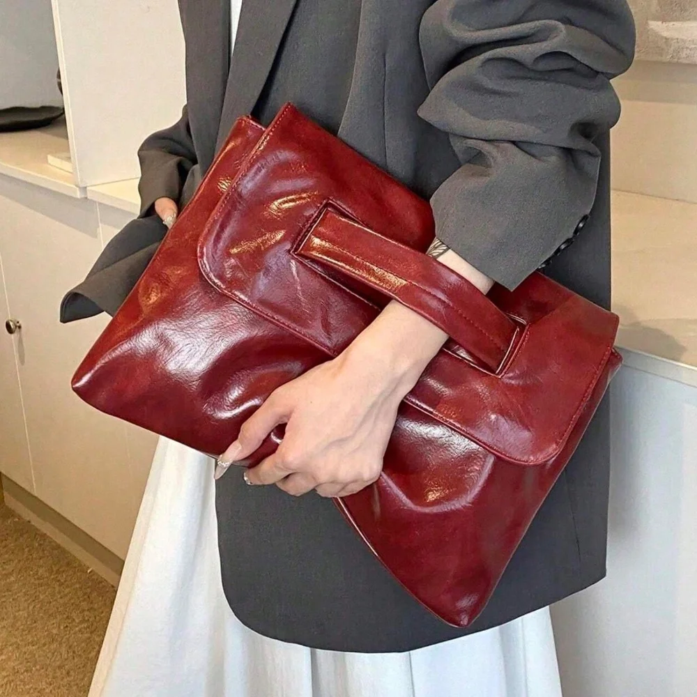 Luxe Vegan Leather Clutch Shoulder Crossbody Bag - Picture 1 of 10